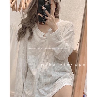 Áo len mỏng tay dài form oversize kèm ảnh thật