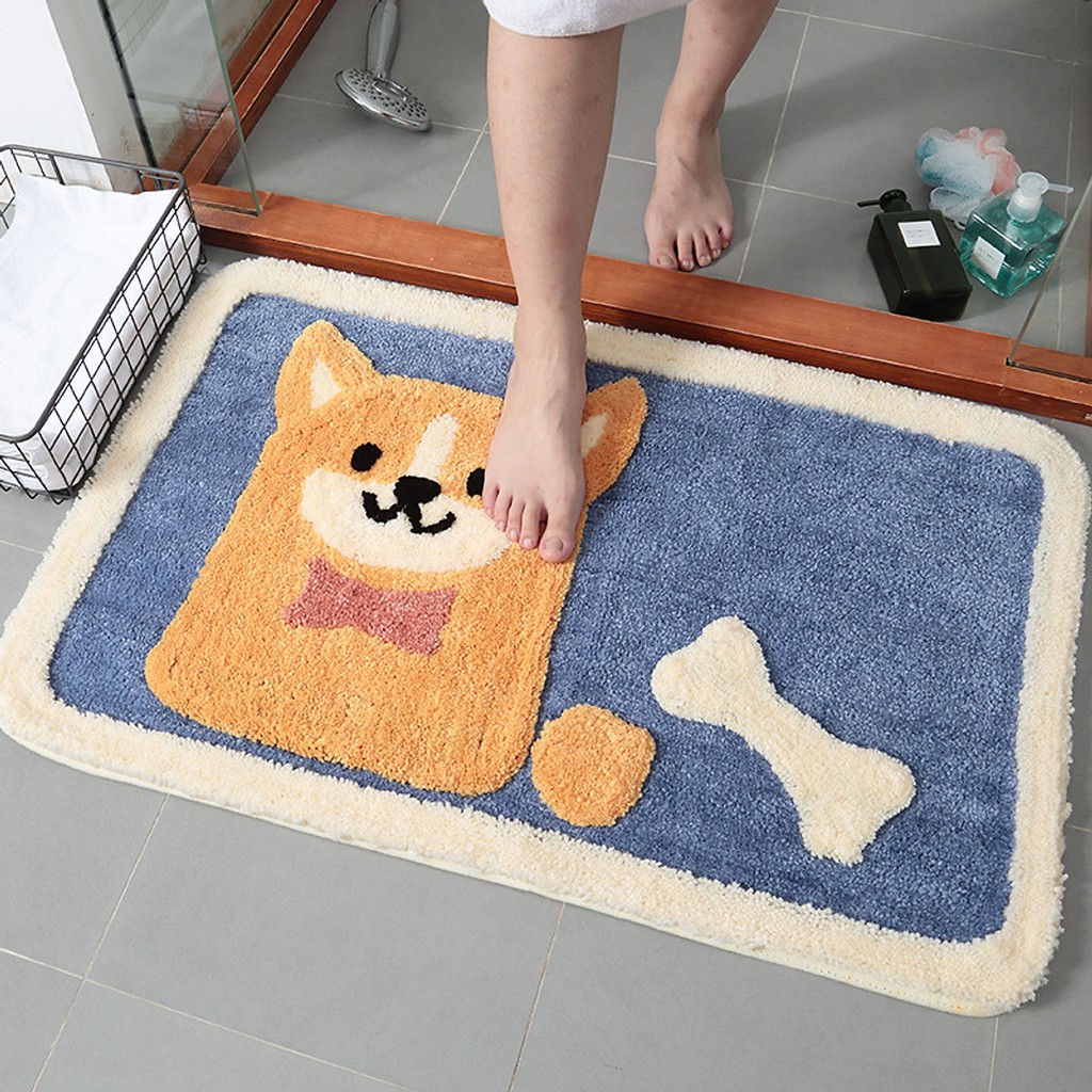 THẢM TRẢI SÀN HÌNH CHÓ SHIBA VUI NHỘN SIÊU THẤM HÚT - THẢM CHÙI CHÂN NHÀ TẮM LÔNG MỀM CÓ ĐẾ CHỐNG TRƯỢT TỐT