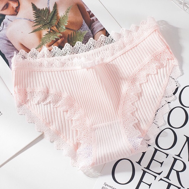(CÓ SZ ĐẠI) QUẦN COTTON KHÁNG KHUẨN GÂN TĂM VIỀN REN ĐẸP