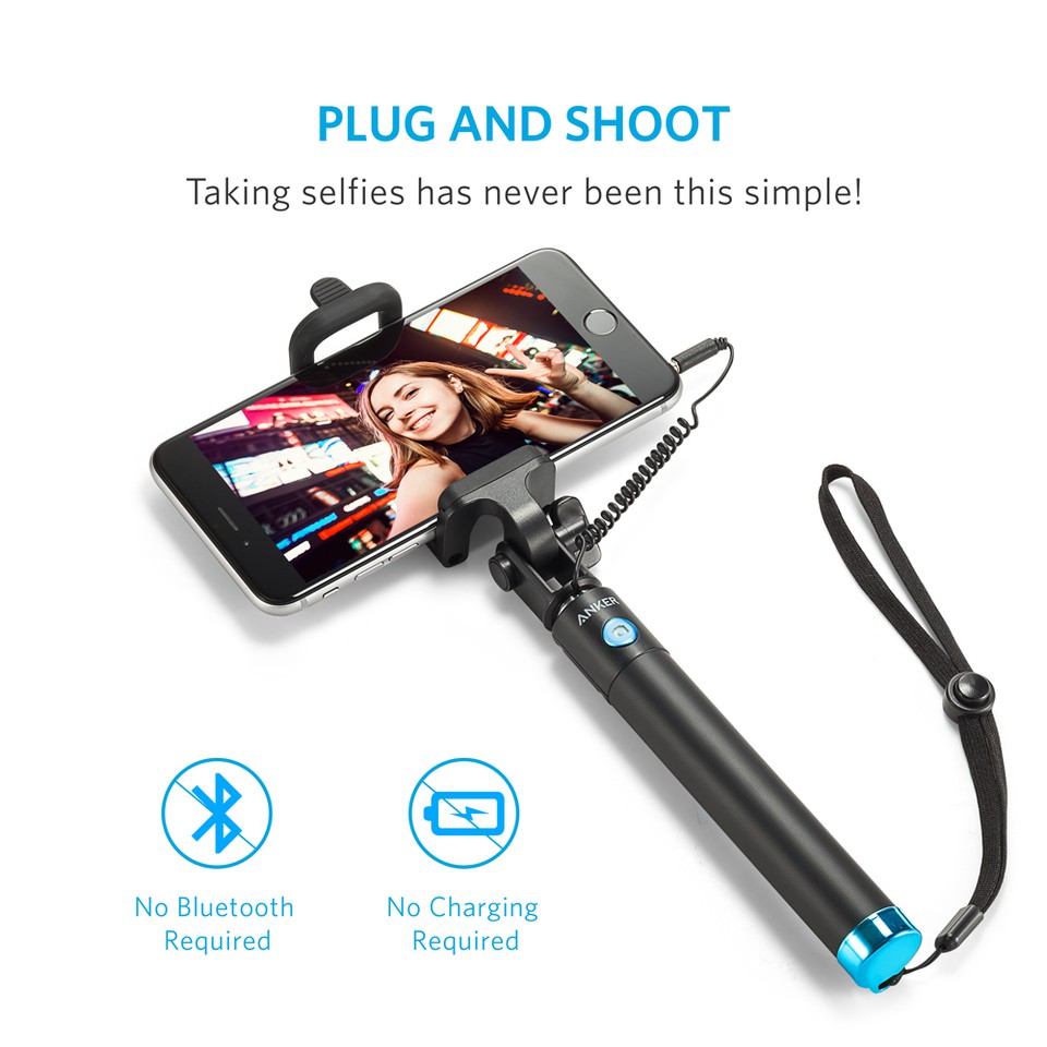 Gậy chụp ảnh tự sướng có dây ANKER Selfie Stick Wired - A7160