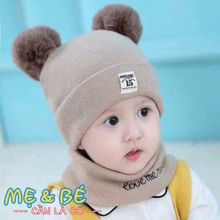 BỘ KHĂN + MŨ LEN ẤM CHO BÉ 3 THÁNG - 4 TUỔI