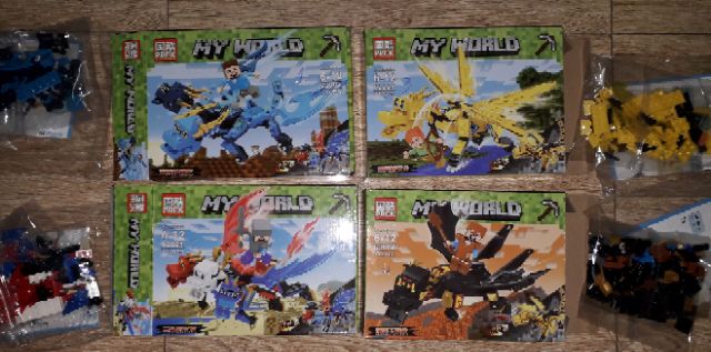 Lắp ráp 1 hộp LegoMyWord Rồng 63004 có nhiều chi tiết bằng nhựa ABS