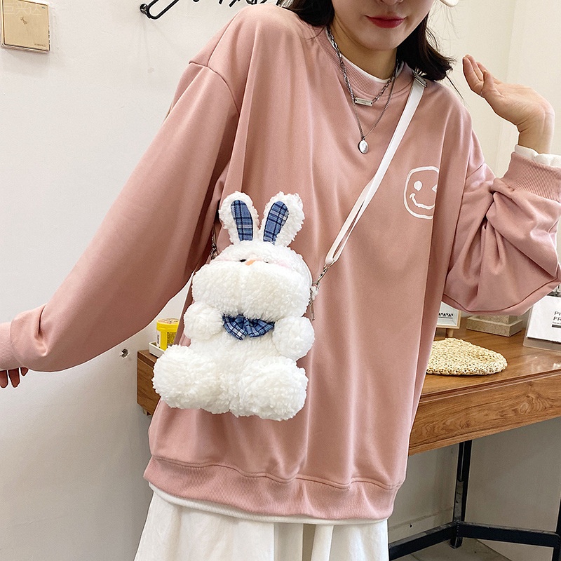 Túi đeo chéo Thỏ Bông Bunny dễ thương, túi gấu bông đáng yêu đeo đi chơi, du lịch phong cách Hàn Quốc