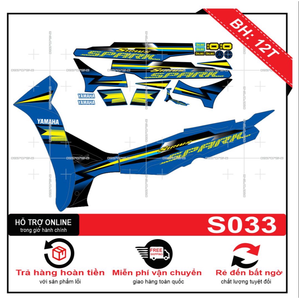 Tem rời sirius xanh đen S033 -- SHIN DECAL 2