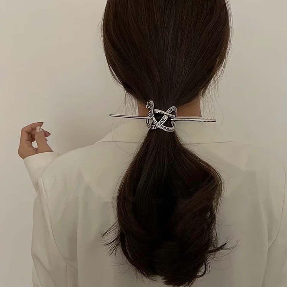 Trâm Cài Tóc Hình Rắn Bằng Hợp Kim Đơn Giản Nhiều Màu Sắc Dành Cho Nữ