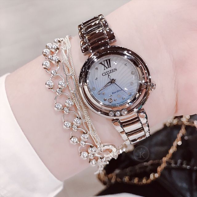 Đồng hồ nữ Citizen Sunrise EM0320-59D mặt xanh tím siêu đẹp