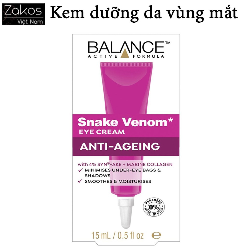 Kem Dưỡng Da Vùng Mắt Balance Active Formula Snake Venom Eye Cream 15ml (Mẫu 2018)