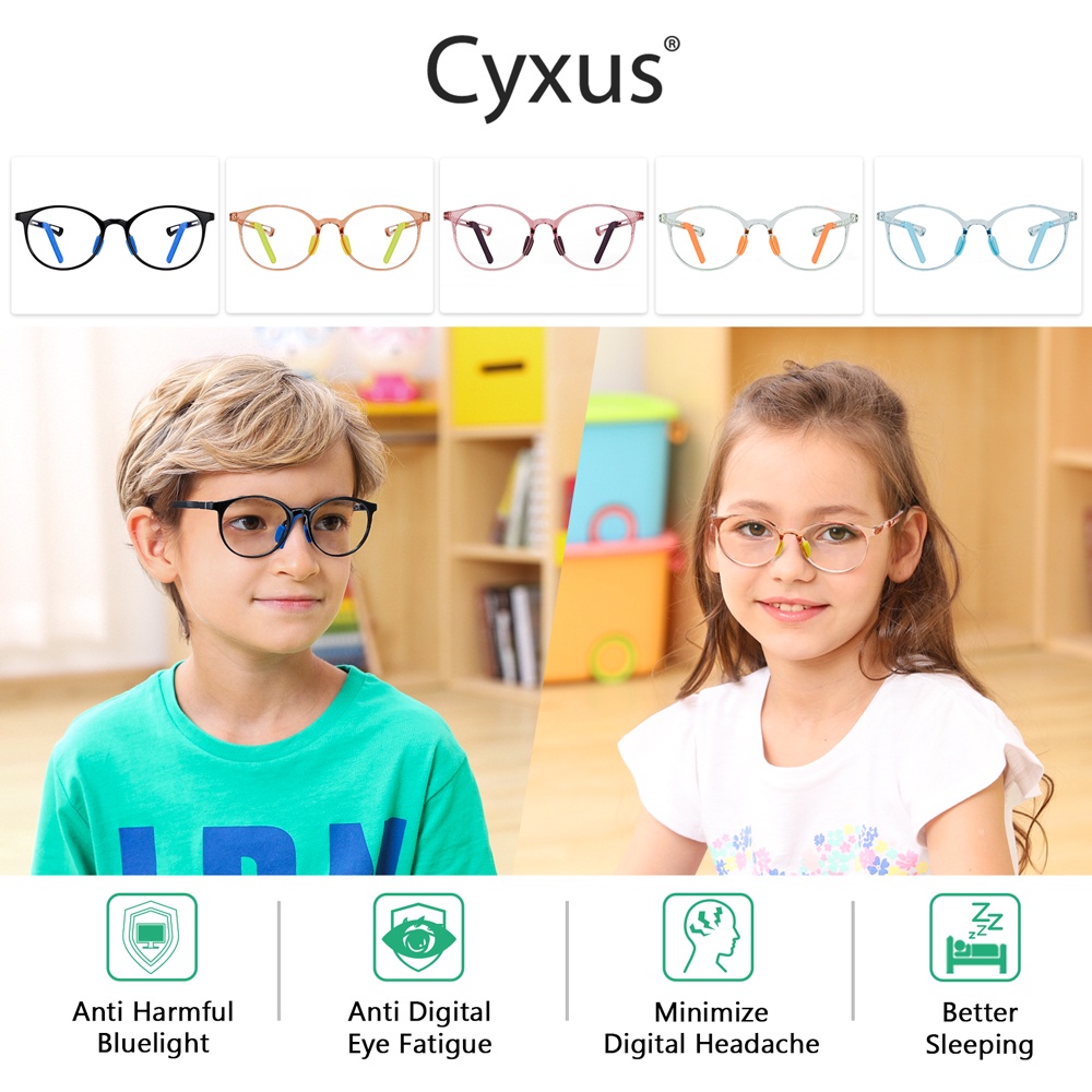 Kính Chống Ánh Sáng Xanh cyxus 6001 Có Hộp tr90 6001 Cho Bé