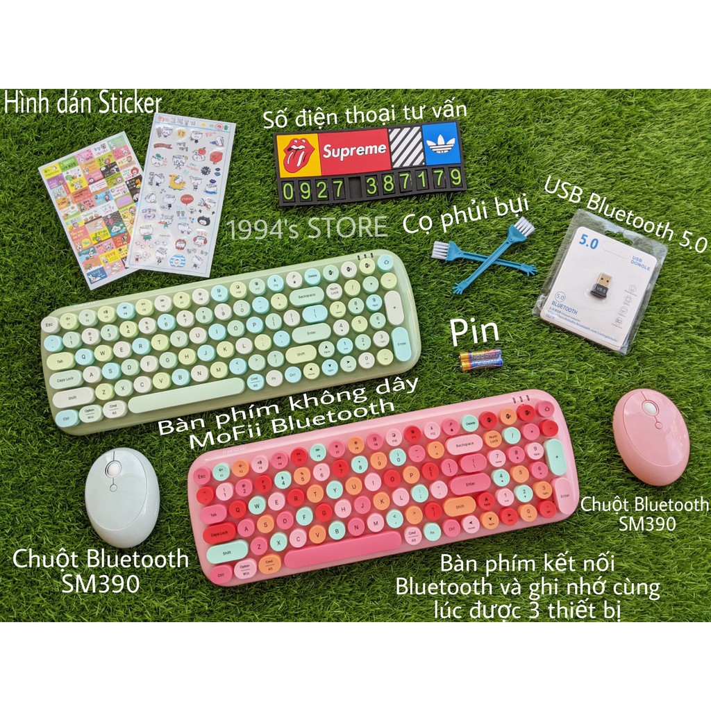 (CÓ SẴN) Combo bàn phím và chuột không dây MoFii Candy Bluetooth giả cơ màu dễ thương, dùng cho laptop, tivi ipad