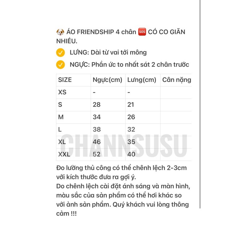 Áo thú cưng - Áo bộ friend ship 4 chân chất đẹp y hình cho chó mèo thú cưng (hàng sẵn)