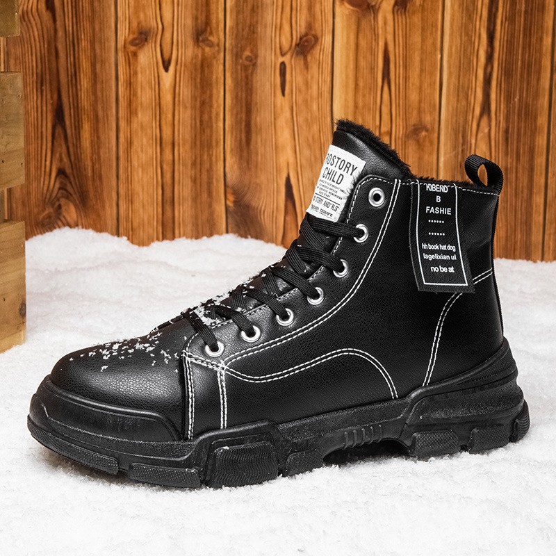 Giày Bốt Da Cổ Cao Lót Cotton Giữ Ấm Thời Trang Mùa Thu Cho Nam 2021 | BigBuy360 - bigbuy360.vn