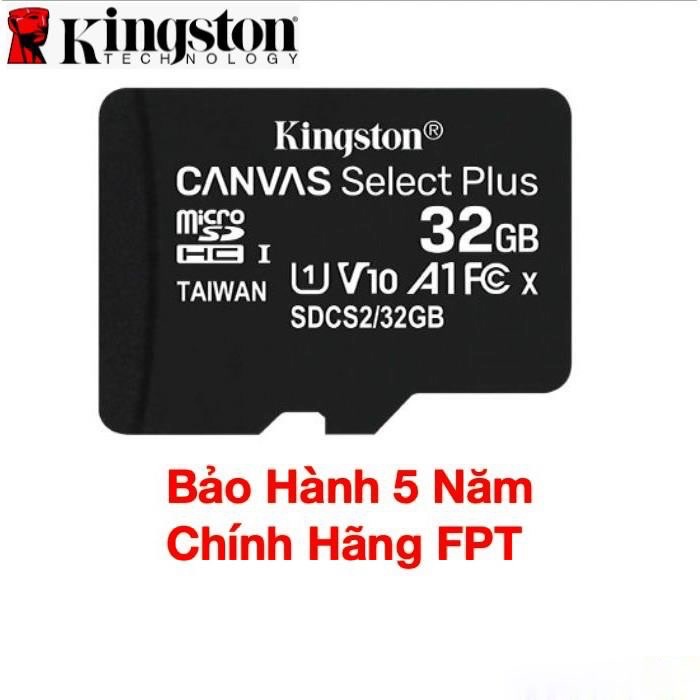 [Mã ELMS10 giảm 6% đơn 50K] Thẻ Nhớ MicroSDHC Kingston 32GB Class10 tốc độ đoc 100mbs - BH chính hãng 60 tháng tem FPT