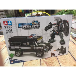 Bộ lego biến hình oto người máy canh sat siêu hót