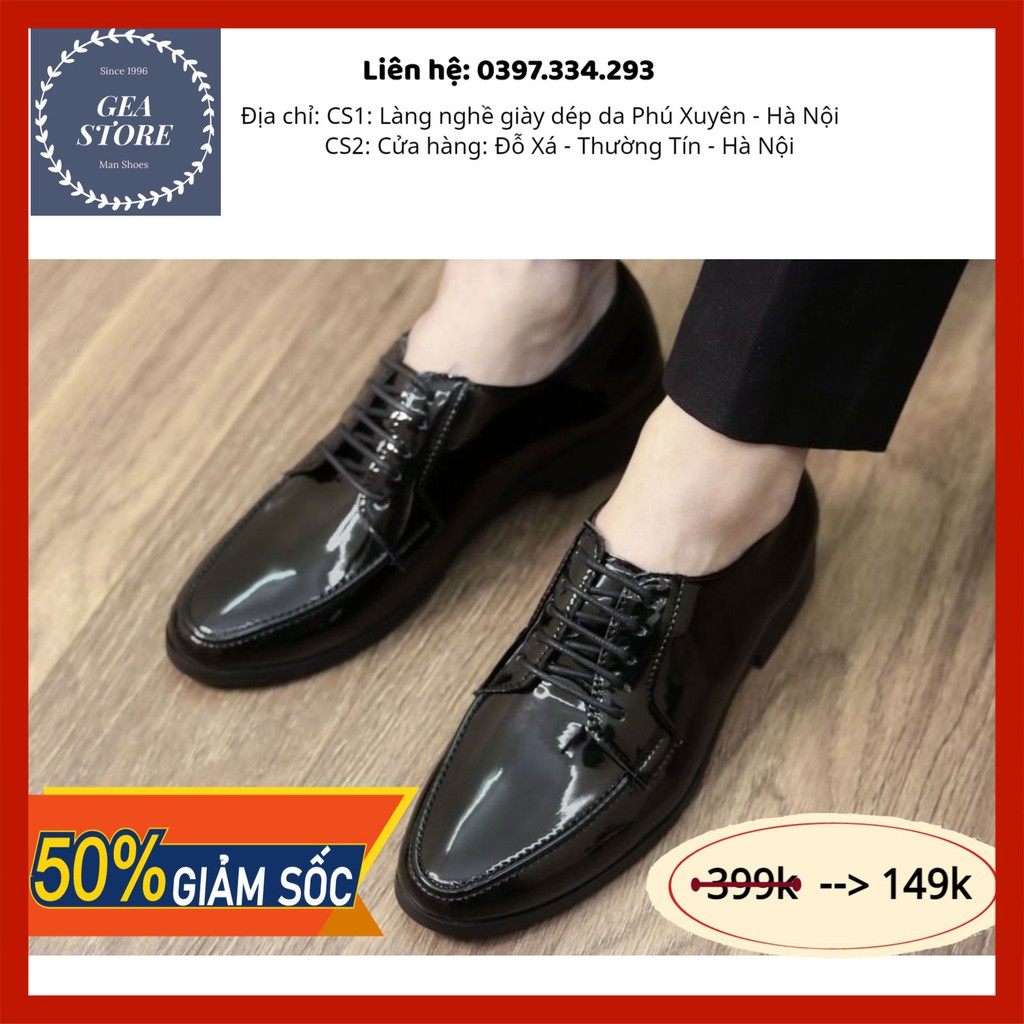 Giày tây nam công sở giá rẻ tăng chiều cao phong cách trẻ trung chất liệu da bóng đế cao su đúc - Mã GEA43