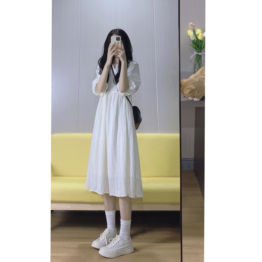 Đầm maxi XIAOZHAINV dáng chữ A tay phồng thời trang mùa hè cho nữ