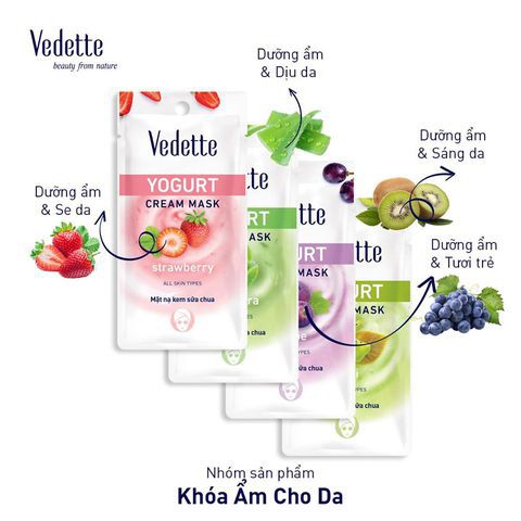 Mặt Nạ Kem Sữa Chua Dâu 120ml VEDETTE - DƯỠNG DA ẨM &amp; SE DA - TPM141