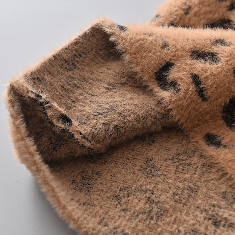 BEAR LEADER Bộ Áo Sweater + Chân Váy In Họa Tiết Da Báo Thời Trang Xuân Thu 2023 Mới Cho Bé Gái