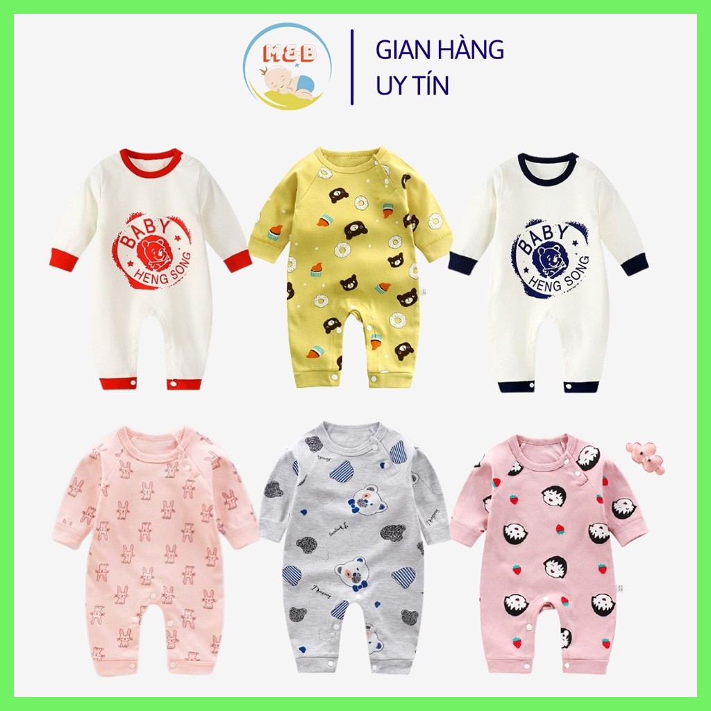 Bodysuit cho bé body dài tay liền thân cotton hàng đẹp cho bé trai bé gái sơ sinh từ 3 - 12kg – BD05