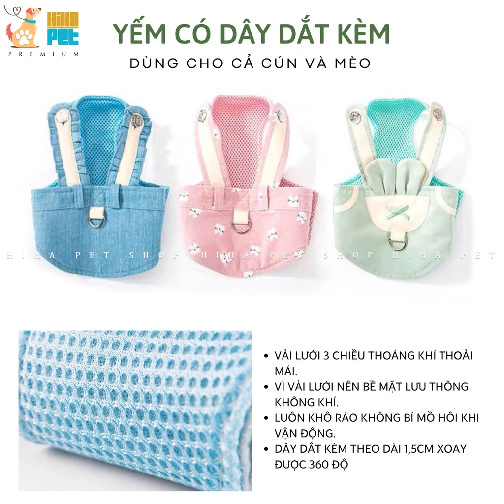 Dây Dắt Thú Cưng Dây Dắt Chó Dắt Mèo Đi Dạo Có Yếm Phản Quang Cao Cấp Hihapet.