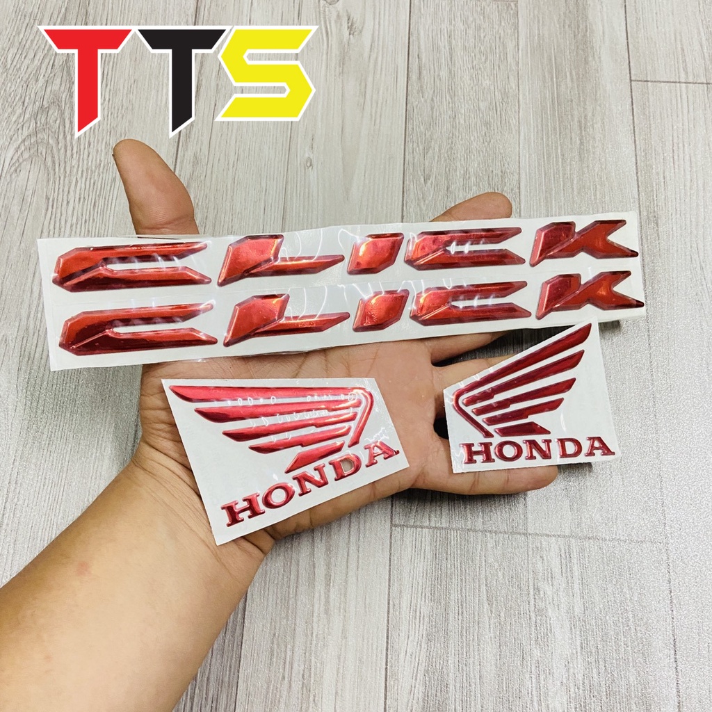 ( CLICK ĐỎ ) Bộ tem chữ kèm logo cánh chim chất liệu nhựa dẻo mạ chrome sáng bóng