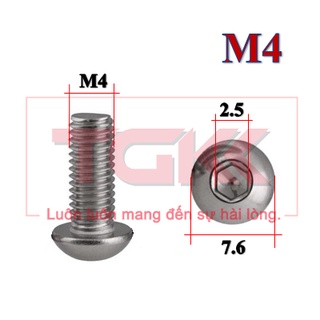 Bulong LGC chỏm cầu inox 304 M4
