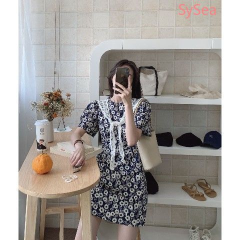 Đầm Nữ In Hoa Kèm Khăn Choàng Phong Cách Retro