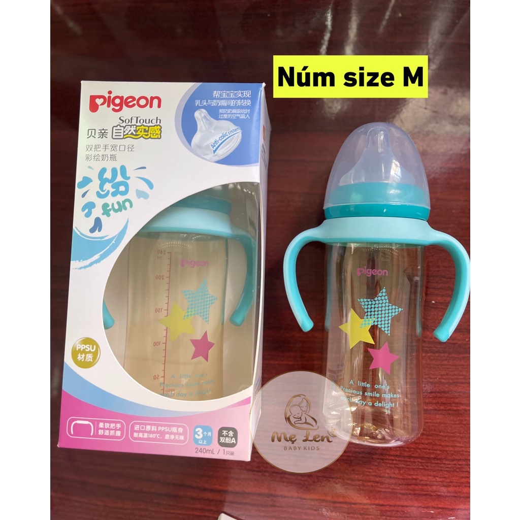 Bình Pigeon Nội địa - Nhựa PPSU 240ml ( Có quai cầm Bản Mới )