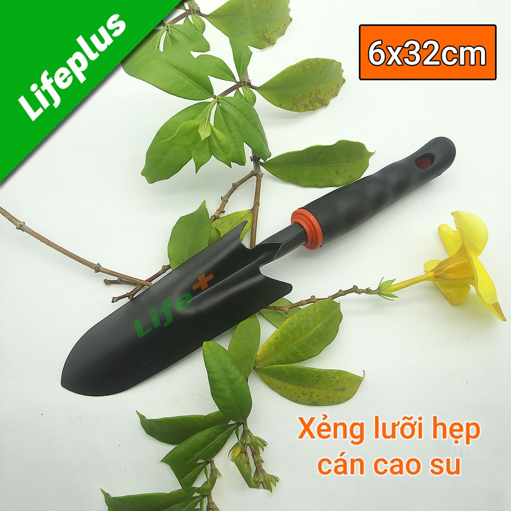 Xẻng đào đất trồng cây cảnh lưỡi hẹp cán cao su 6x32cm