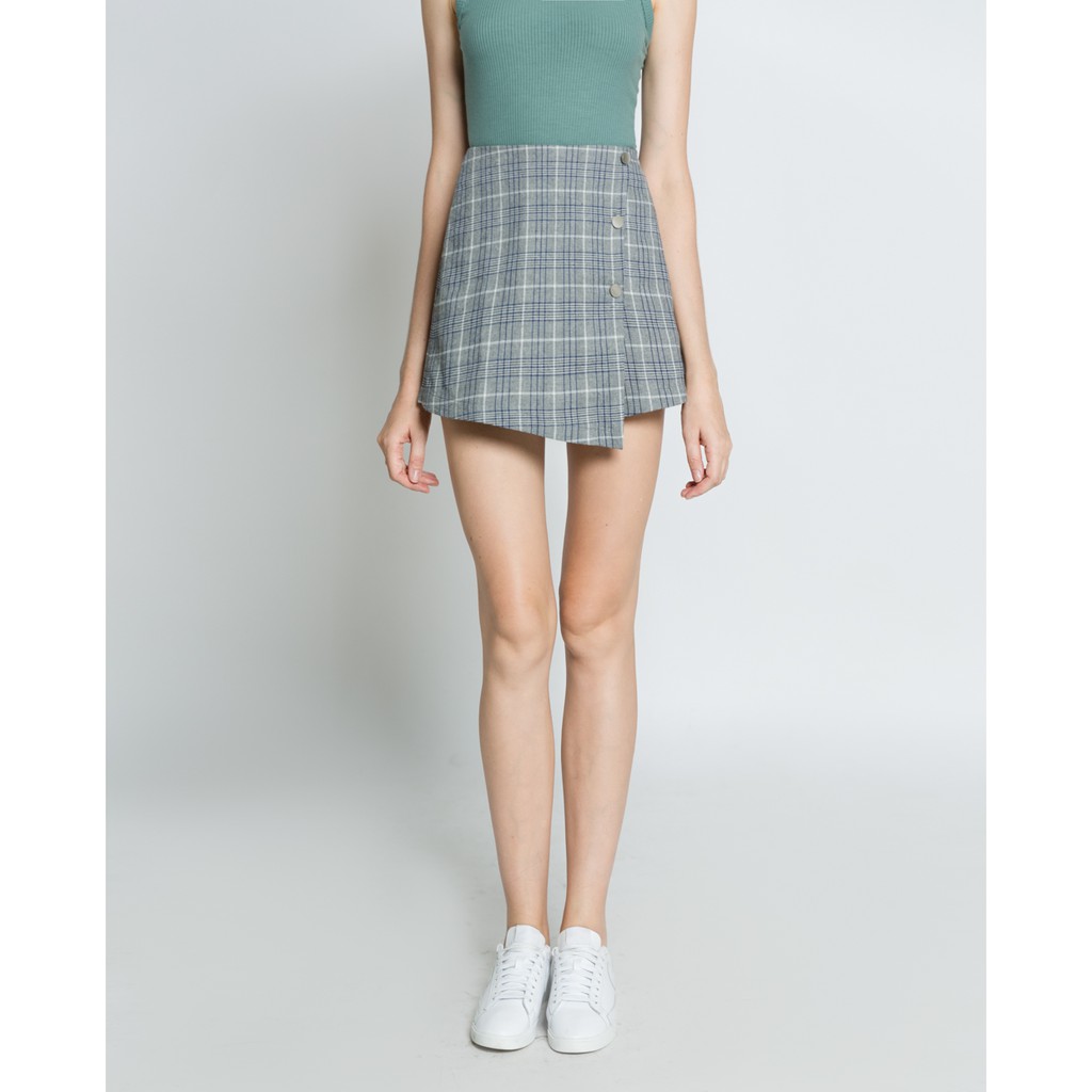 Quần short váy tà xếp chéo có nút - 15006603 J-P Fashion