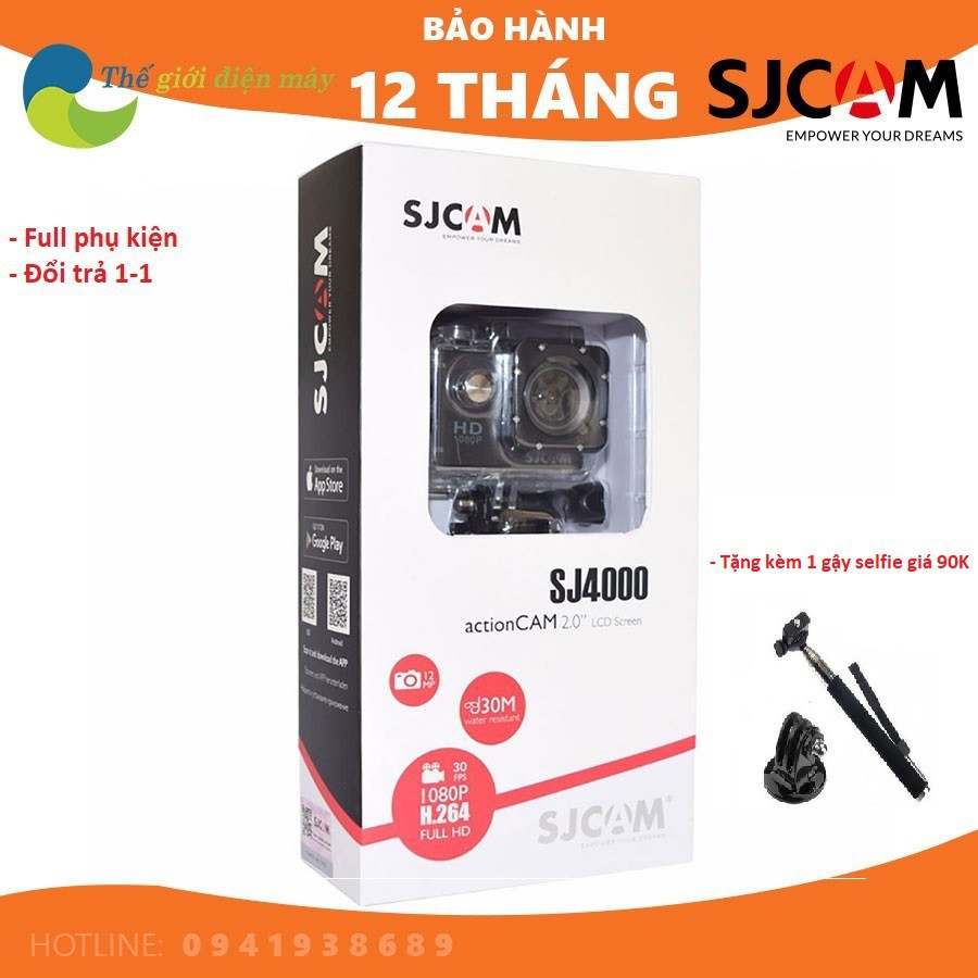 Camera hành trình, camera hành động SJCAM SJ4000 wifi 2 inch, chất lượng full HD bảo hành 12 tháng, đổi trả 1 vs 1