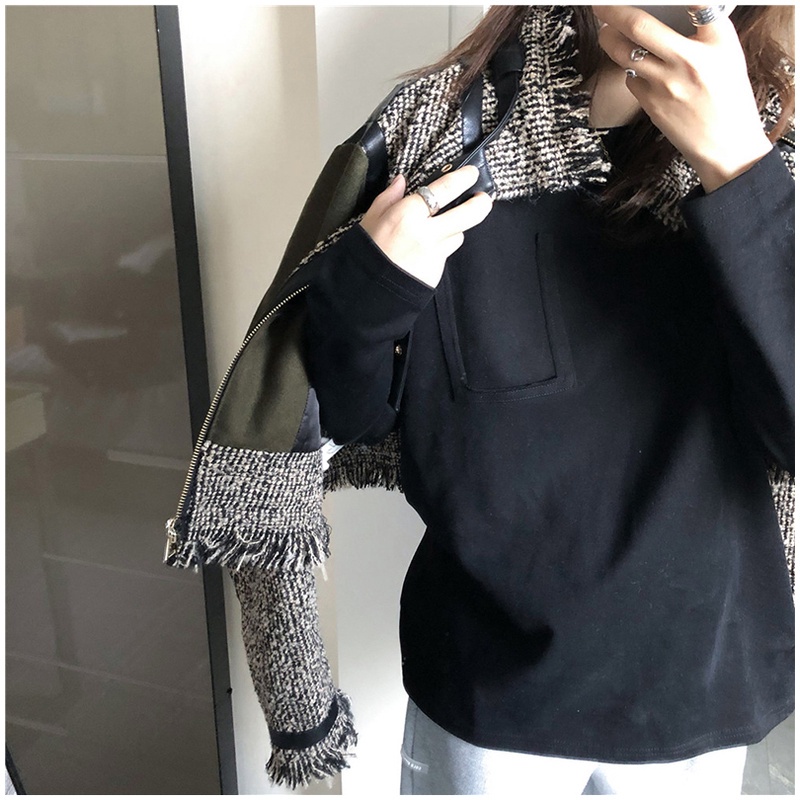 Áo thun SUXI tay dài cổ tròn màu sắc thanh lịch