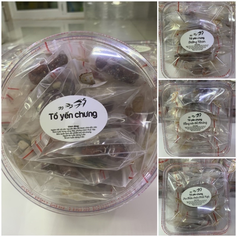set yến viên-tổ yến chia sẵn+ đông trùng hạ thảo/nhuỵ hoa/hạt bồ mễ/táo đỏ/nhãn khô/kỷ tử/hạt chia/lá dứa/hạt sen/