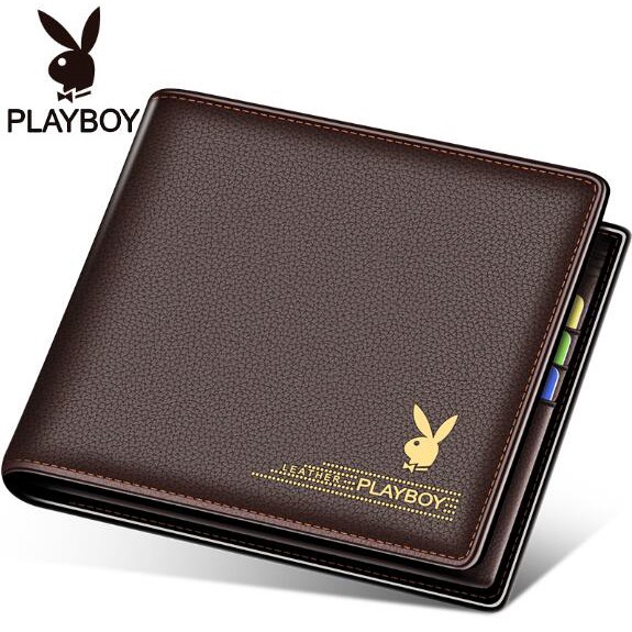 Ví Da PU Playboy Dáng Ngắn Có Ngăn Đựng Thẻ Cá Tính Cho Nam Giá Đỡ