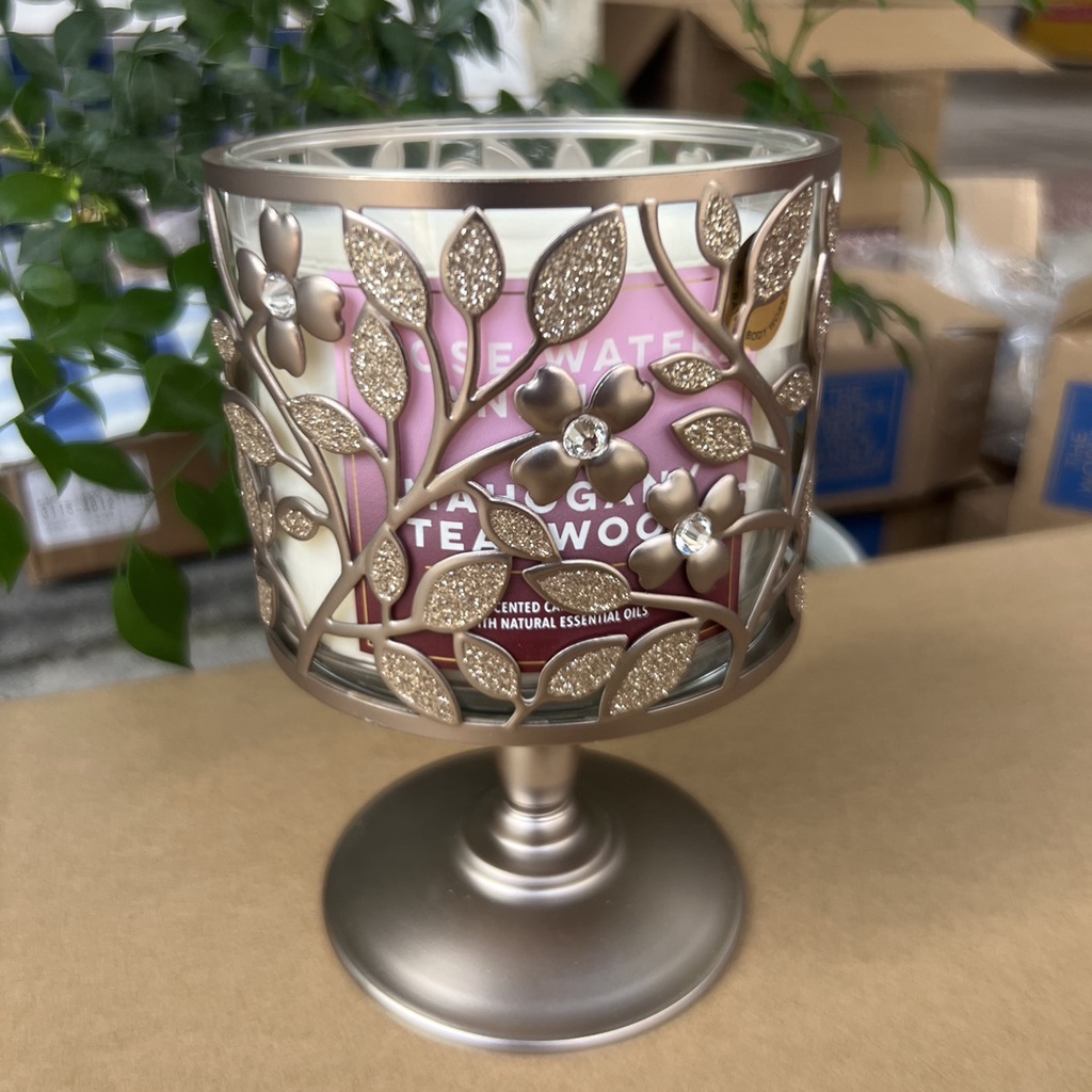 Candle Holder - Chân đế nến thơm Bath & Body Works hoạ tiết hoa lá