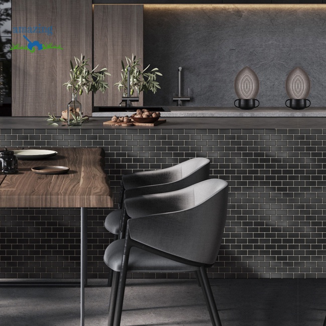 Set 10 Miếng Dán Tường 3d Họa Tiết Gạch Lát Tự Dính Chống Thấm Nước Trang Trí Nhà Bếp/Phòng Tắm