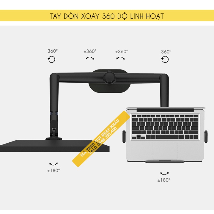 Giá Treo Màn Hình OL 3L 15 - 32 Inch Và Giá Kệ Đỡ Kẹp Laptop - Macbook - Ipad 11 - 17.2 Inch - Hợp Kim Nhôm