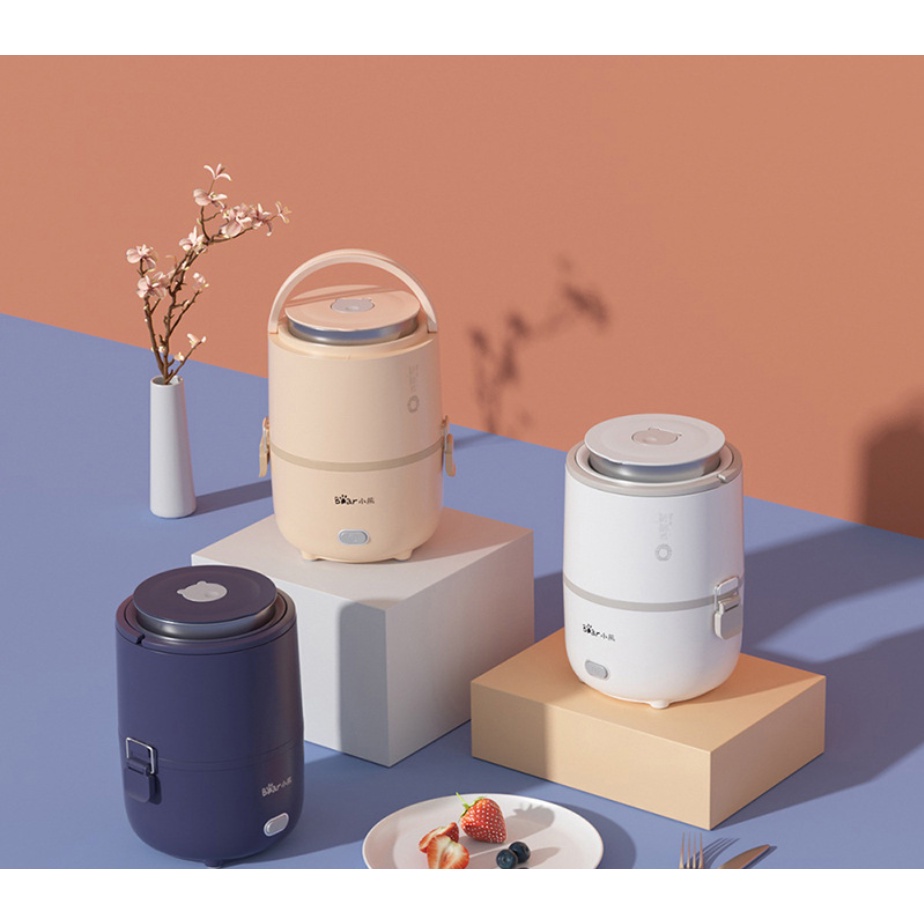 Hộp cơm cắm điện Bear DFH-B15N1, 1.6 lít, nấu chín, hâm nóng, giữ nhiệt cho thức ăn, dùng inox 304, dùng cho văn phòng