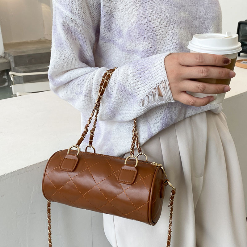 Túi đeo chéo màu trơn thiết kế kết cấu hình thoi thời trang thanh lịch cho nữ