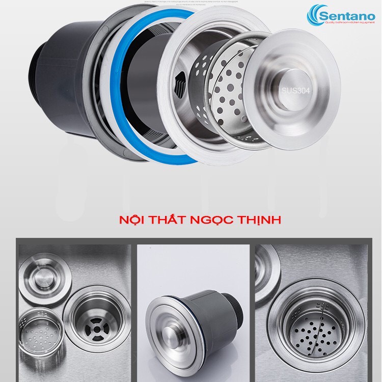 Combo chậu rửa chén đúc inox sus304 1 ngăn 50x45 cm kèm phân loại vòi rửa chén