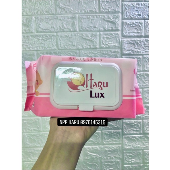 Khăn ướt Haru Lux màu hồng - cao cấp 100 tờ