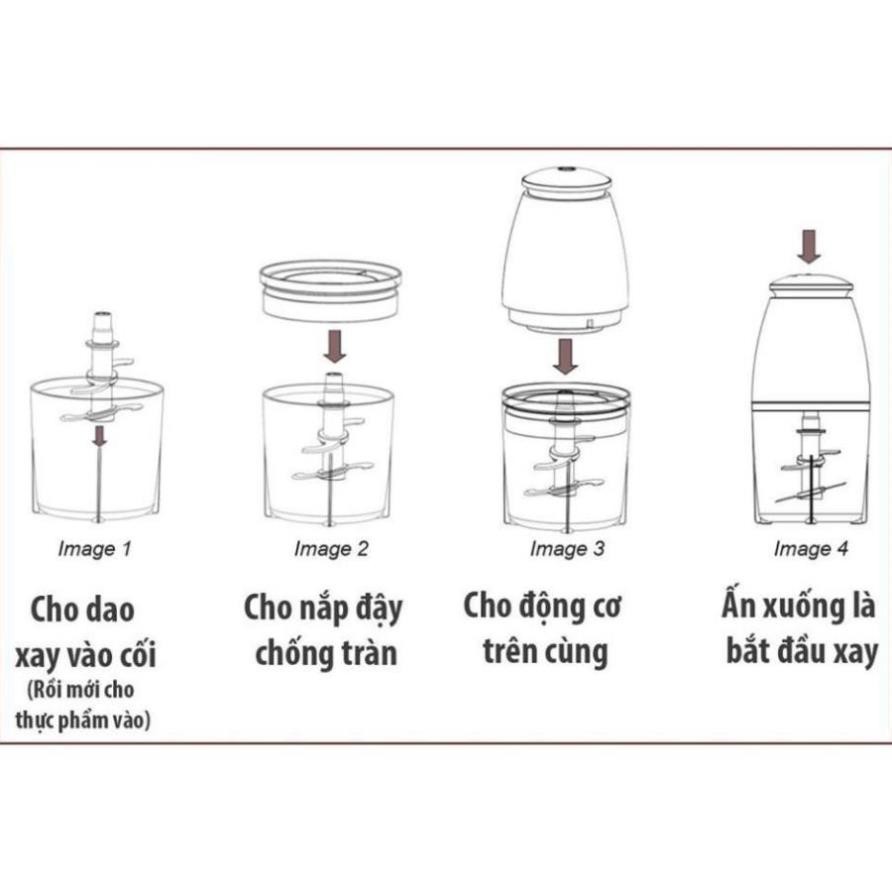 Máy Xay Thịt, Củ Quả  2L CHIENHAO - Máy Xay Nghiền Thịt, Củ Quả Mini Cầm Tay Đa Năng Nhỏ Gọn Nhẹ Giá Rẻ