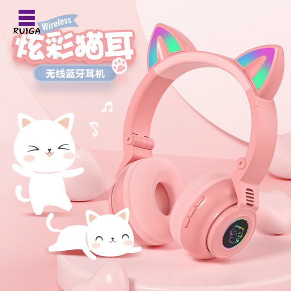 Tai Mèo Dễ Thương Gập Được RGB, Tai Nghe Không Dây Bluetooth STN-26
