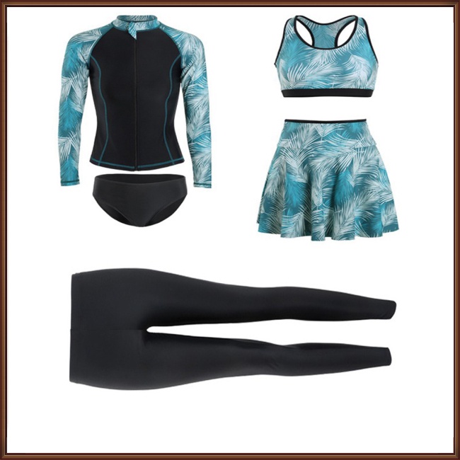 Bộ Đồ Bơi 5 Món Tay Dài Dáng Ôm Thiết Kế Dễ Thương Cho Nữ