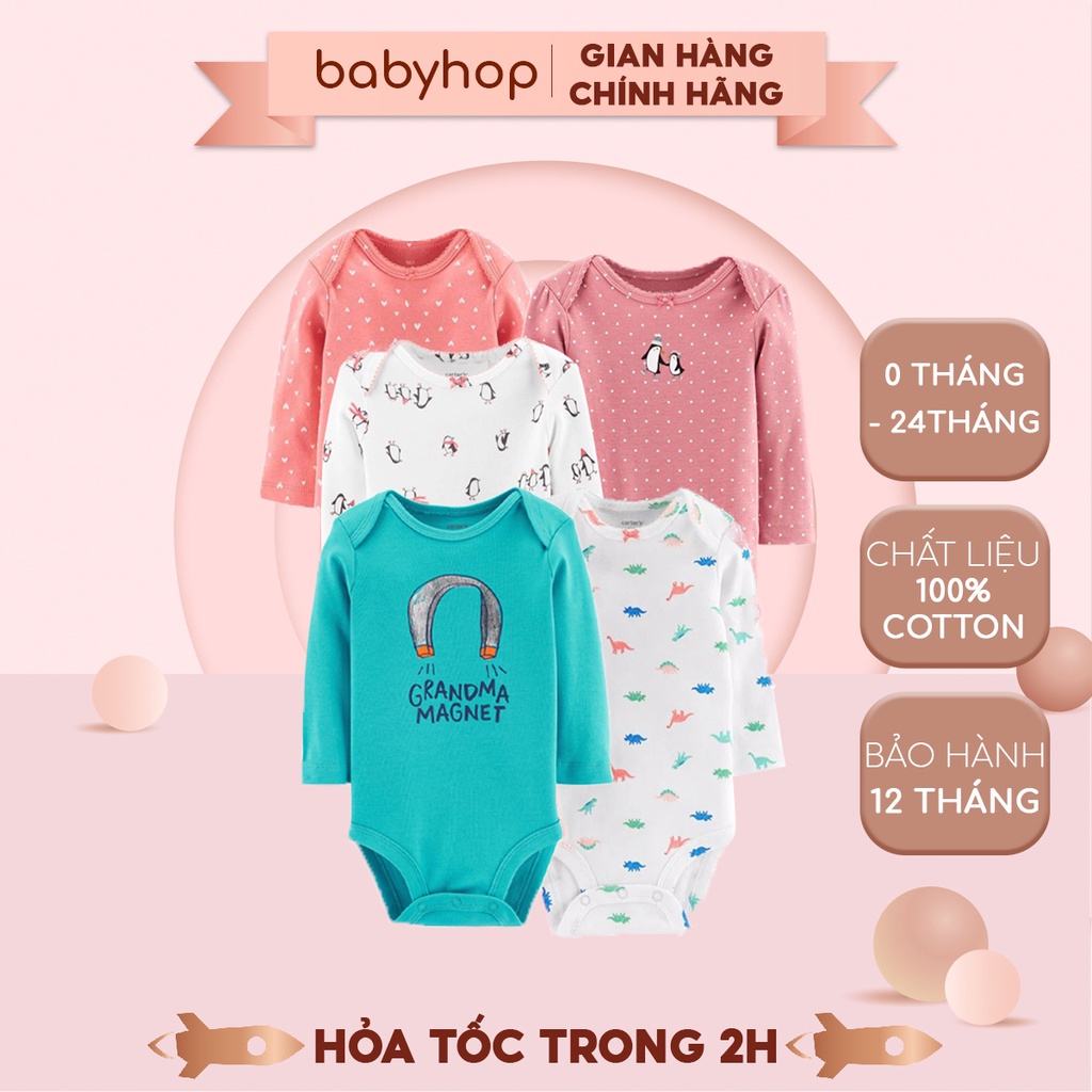 Set bodysuit carter cho bé trai và bé gái chất liệu 100% cotton 4 chiều, phân phối chính hãng thương hiệu Carter