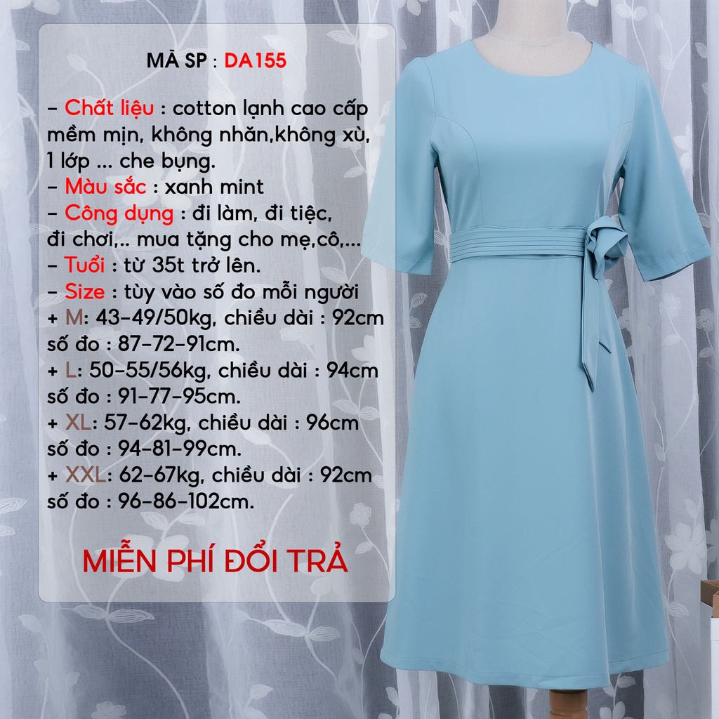 Đầm Công Sở Dự Tiệc Sang Trọng Bigsize AMYRA, Thiết Kế Dáng Xòe Tay Lửng Eo Đính Hoa Có Túi Cao Cấp Đi Làm Đi Tiệc DA155