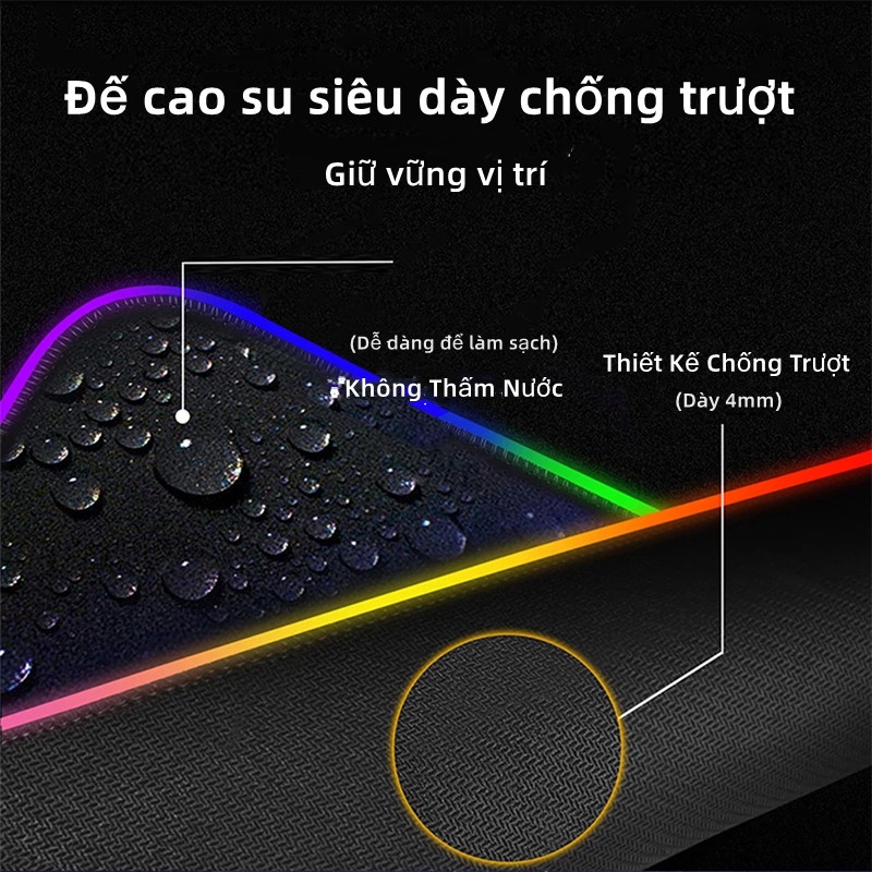 Miếng Lót Bàn Phím Đèn LED RGB Miếng Lót chuột Cỡ Lớn 80*30 Phát Sáng Nhiều Màu hình ảnh sắc nét siêu bền siêu rẻ