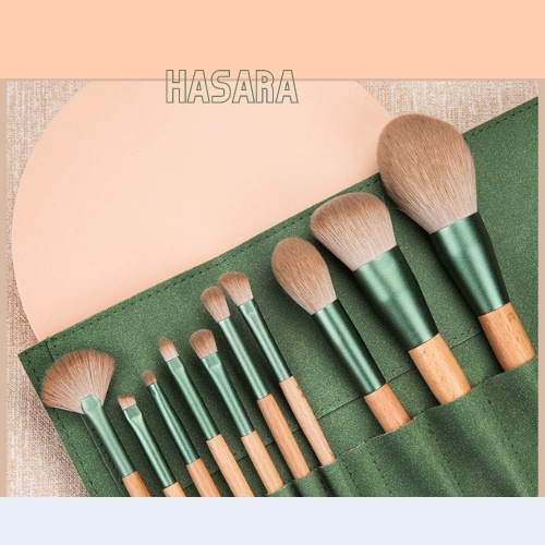 Bộ cọ trang điểm cá nhân gồm 10 cây cọ phấn phủ, phấn nền, tạo khối, đánh má hồng, cọ phấn mắt HC008 - Hasara