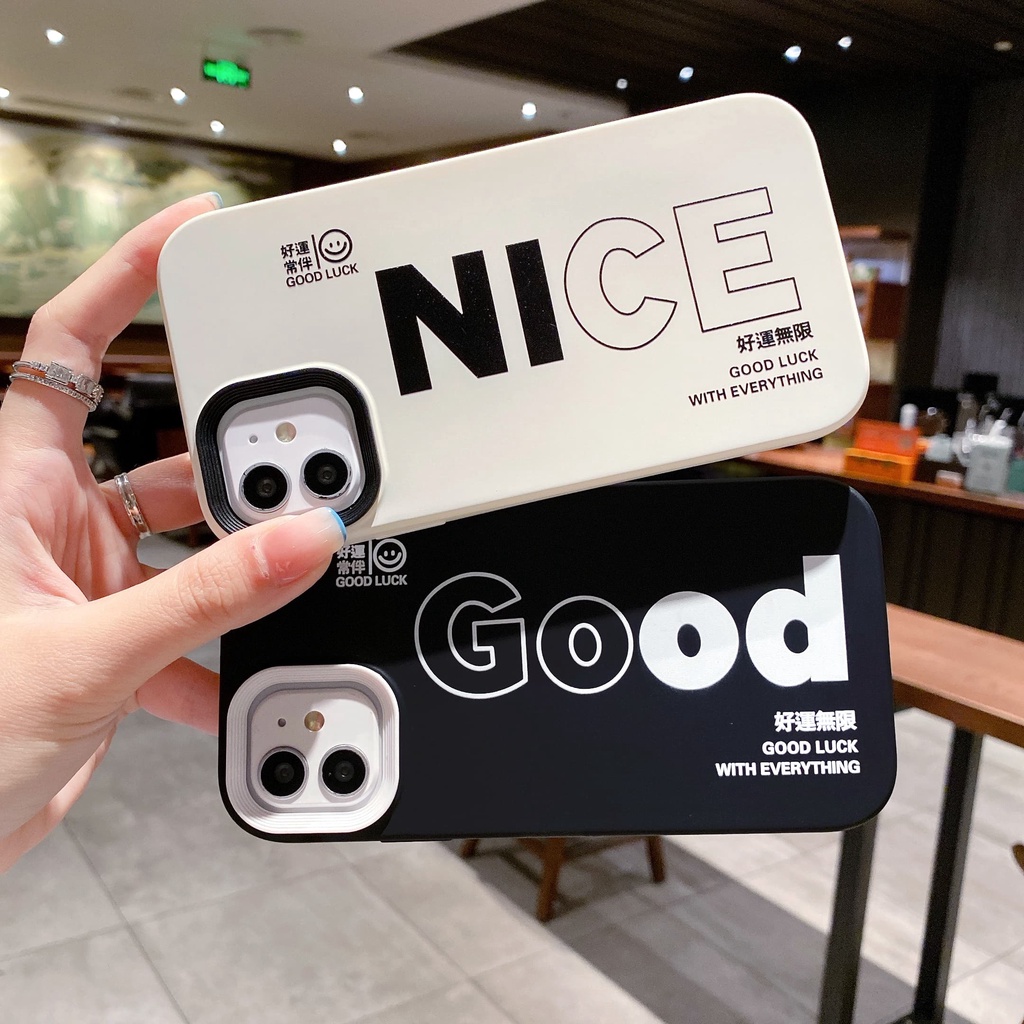 Ốp Điện Thoại in Chữ Tiếng Anh Màu Trắng Đen Chống Sốc 3 Trong 1 Cho iPhone 14 / 13 / 12 / 11 / X / 8 / 7P