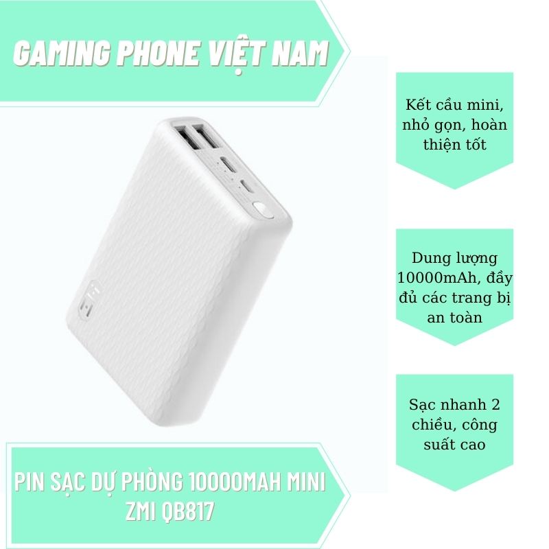 Pin Sạc Dự Phòng ZMI QB817 10000mAh Chuẩn PD