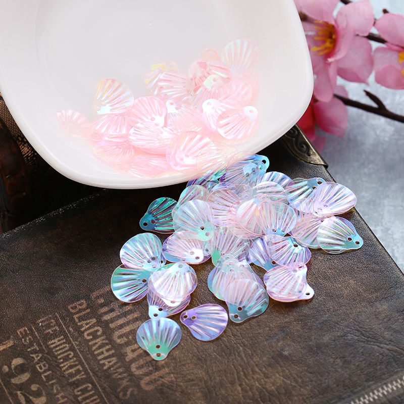 Set 90 Vỏ Ốc Kim Sa 13mm Trong Suốt Trang Trí Đầm Cưới